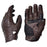 Pair of brown leather gloves with black accents on a white background